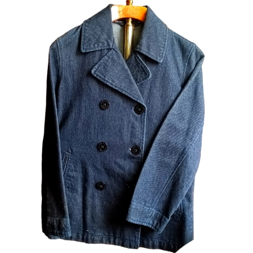 Old Navy Double Breasted Denim Jacket Small 100% Cotton